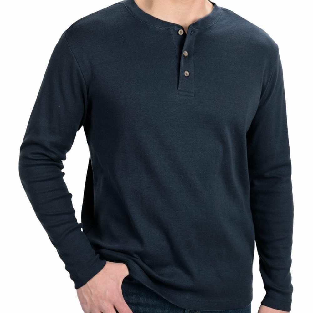FALL’S CREEK size LARGE TALL (LT) Men's NAVY BLUE Henley Shirt.